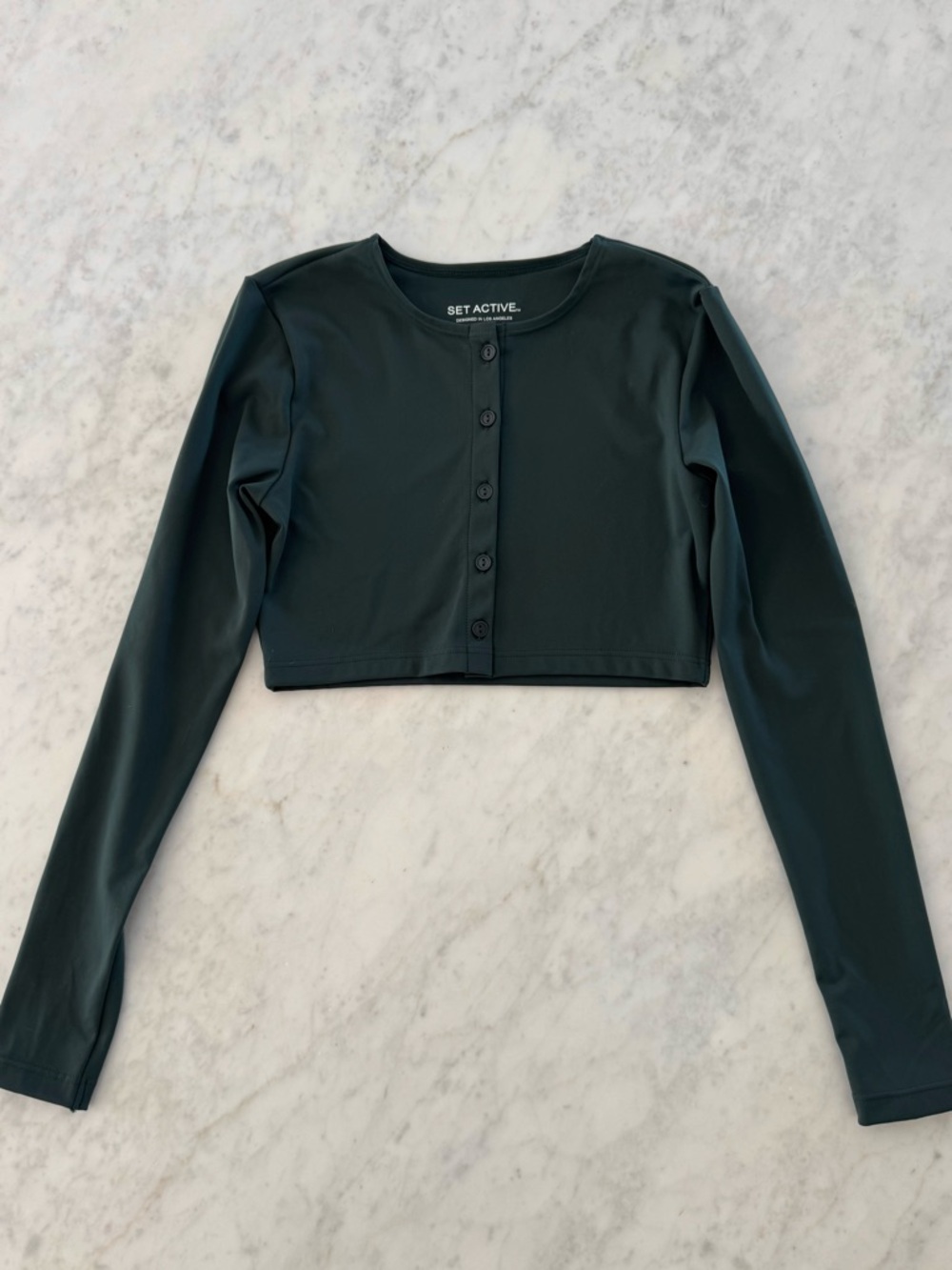 set active sport body dark green button up long sleeve